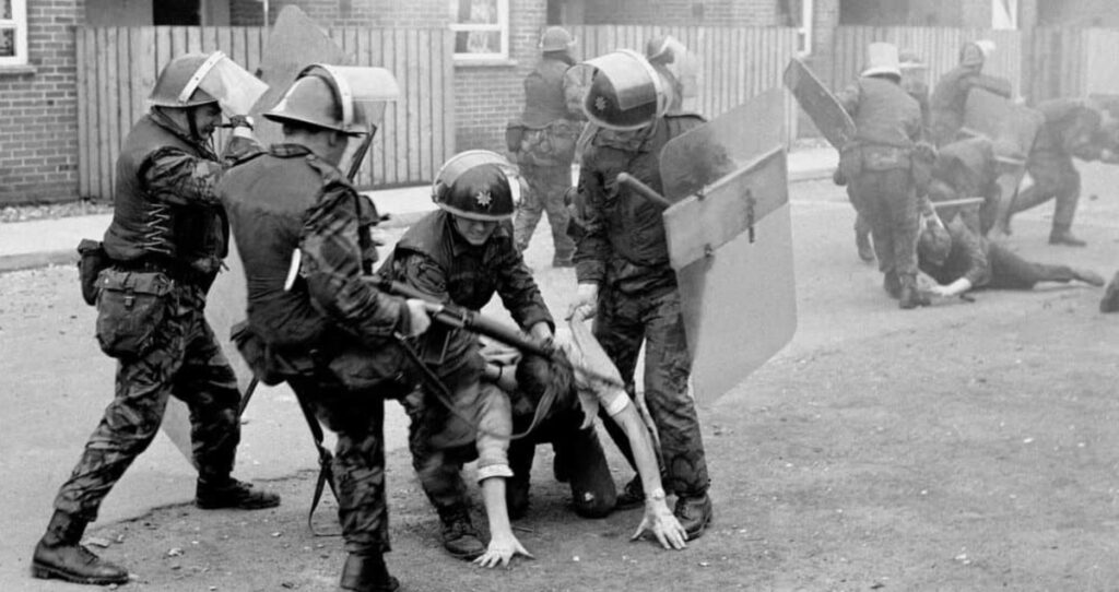 british army soldiers beat irish teenagers during protests uk occupied north of ireland